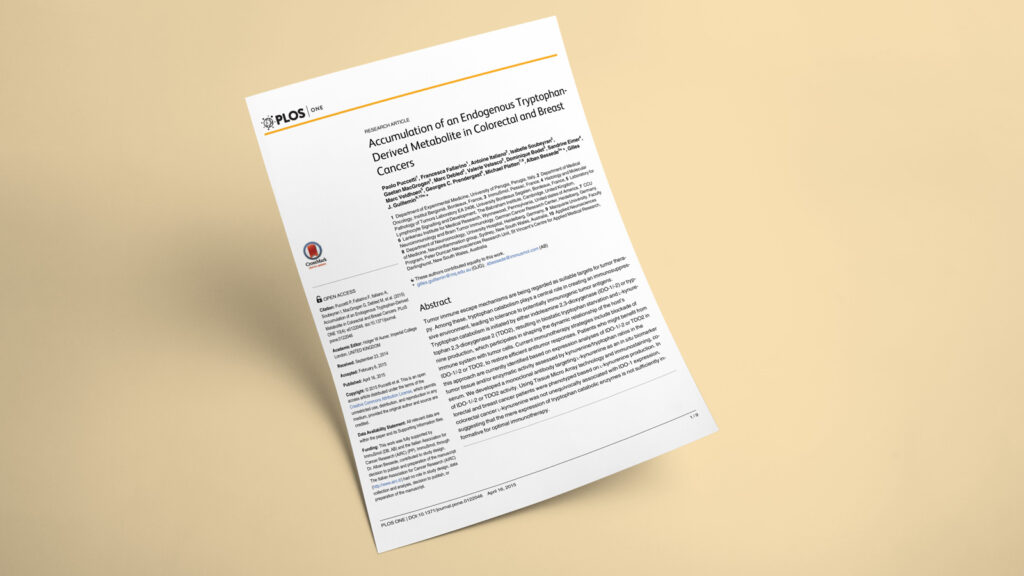 Accumulation of an Endogenous Tryptophan-Derived Metabolite in Colorectal and Breast Cancers
