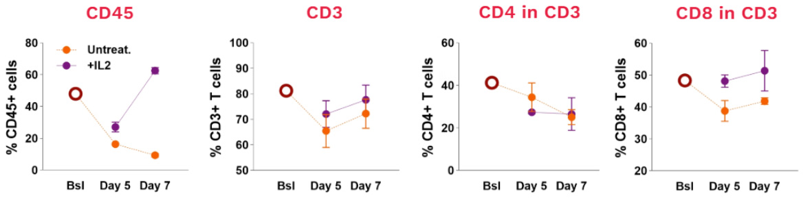 Early immune-native TNBC PDOs display a preserved fraction of T cells, with CD8 IL2-sustained persistence