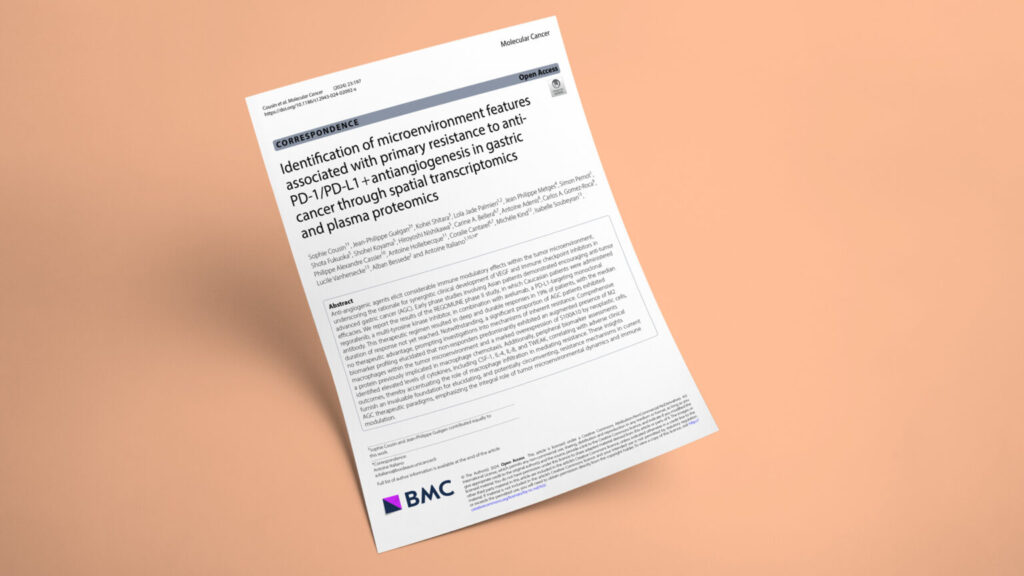 Identification of microenvironment features associated with primary resistance to anti-PD-1/PD-L1 + antiangiogenesis in gastric cancer through spatial transcriptomics and plasma proteomics