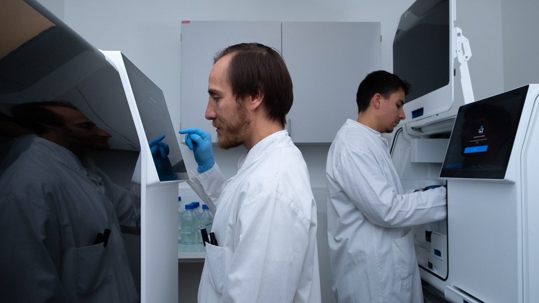 Explicyte's two Xenium Analyzer instruments running side by side on the bench